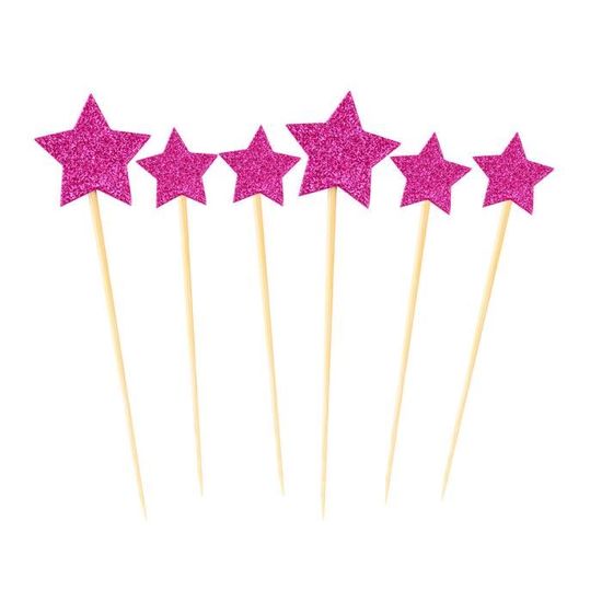 Petit Gateau D Anniversaire En Forme D Etoile Paillete Cure Dents Picks Decoratifs Topper 6 En 1 Cdiscount Maison