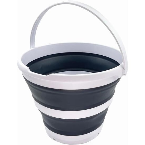 SAMMART Seau en plastique pliable de 5,5 L avec couvercle - Seau rond pliable avec couvercle - Seau à eau portable pour la pêche - Pot à eau d'extérieur économisant de l'espace (gris/bleu, 1 SAMMART Seau en plastique pliable de 5,5 L avec couvercle - Seau rond pliable avec couvercle - Seau à eau portable pour la pêche - Pot à eau d'extérieur économisant de l'espace (gris/bleu, 1