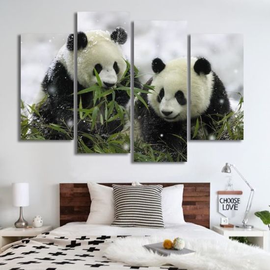 4Pcs Sans Cadre/no frame /decoration murale tableau toile Accueil Art Peinture Peinture murale Canevas à jet d'encre panda