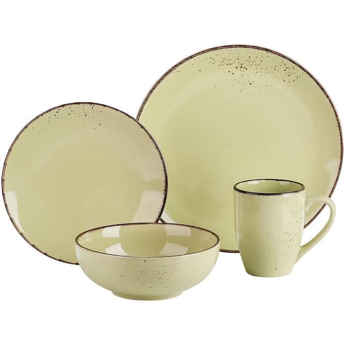 vancasso, Série Navia, Service de Table en Céramique, 4 Pièces, Assiette Bol Tasse, Faïence Style Classique
