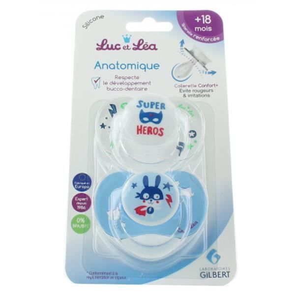 Luc et Léa Sucette Silicone Edition Limitée Duo Super Héros Lapin Volant +18mois