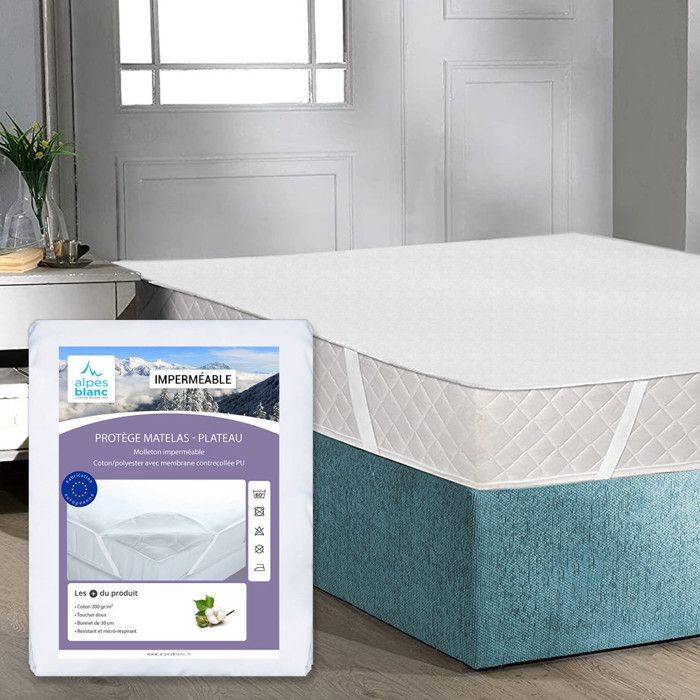 Protège Matelas Eponge Bouclette Imperméable Micro-respirant, Anti-acariens, alèse plate - Dimensions - 140 x 190