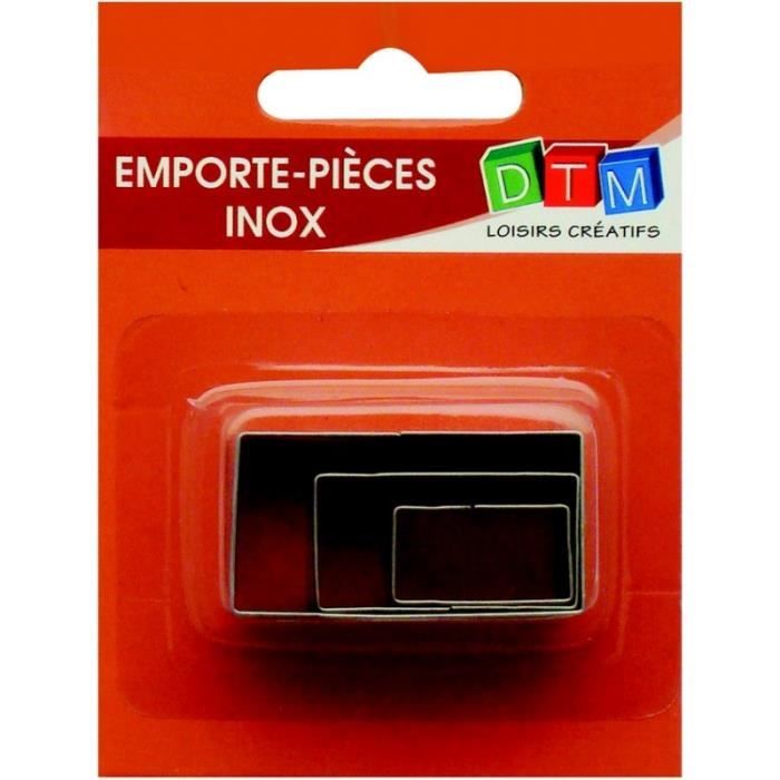 Lot de 3 minis emporte-pièces Rectangles en Inox alimentaire, coté 2,3,4 cm - Unique