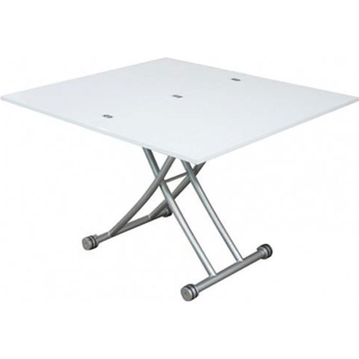 TABLE BASSE RELEVABLE CLEVER laqué Blanc Brillant