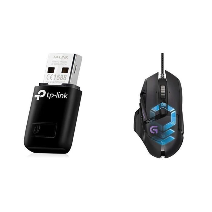 TP-Link Clé WiFi N 300 Mbps, mini adaptateur USB wifi, dongle wifi, Bouton WPS - Souris gaming RVB personnalisable Logitech G502