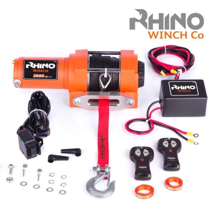 Rhino Treuil 12v Électriques 3000lb / 1360kg Corde Synthétique