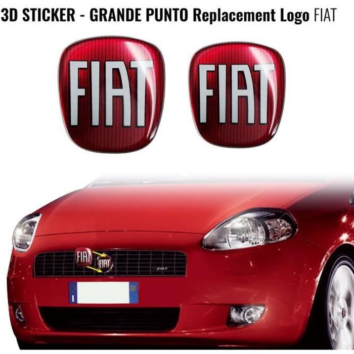 Autocollant Fiat 3D Remplacement Logo pour Grande Punto, Avant et Arrière