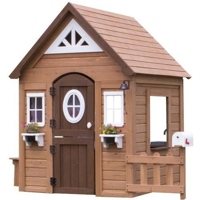 Backyard Discovery Aspen Maison Enfant en Bois - Maison de Jeux pour l'extérieur / Jardin - Maisonnette / Cabane de Jeu avec Cuisine