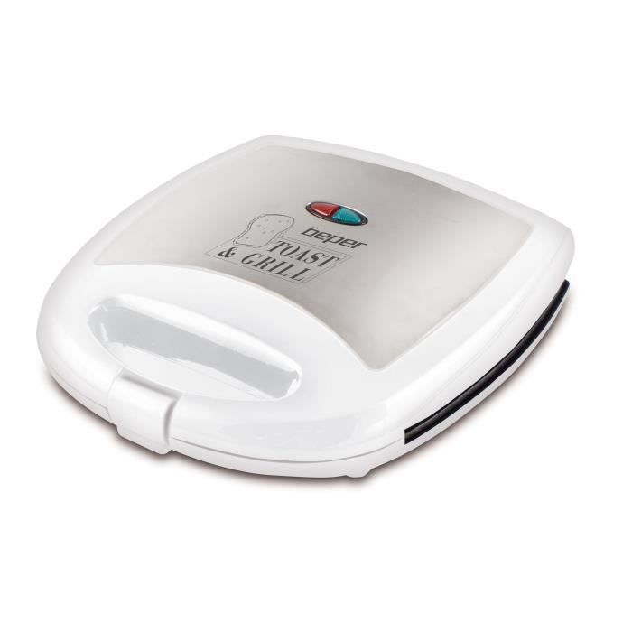 BEPER 90620 Machine à sandwish Toast & Grill - 1300 W - Blanc