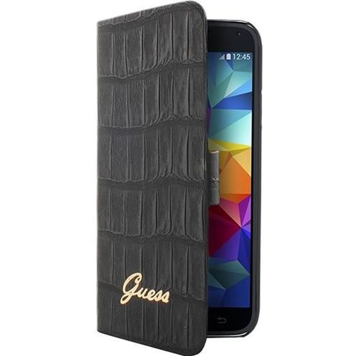 GUESS Etui à rabat pour Samsung Galaxy S5 Mini G800 - Effet croco - Noir