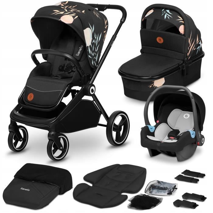 LIONELO Mika poussette bébé confort 3 en 1, poussette compacte, nacelle, siège auto, porte-bébé, moustiquaire - Lovin'