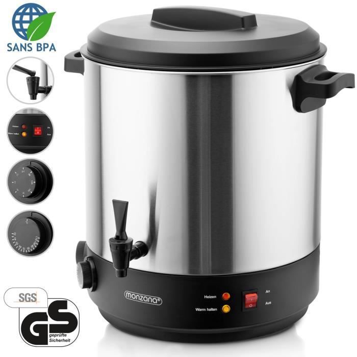 Distributeur de boissons chaudes 28L 1800 W minuterie témoin lumineux acier inoxydable percolateur stérilisateur marmite café vin