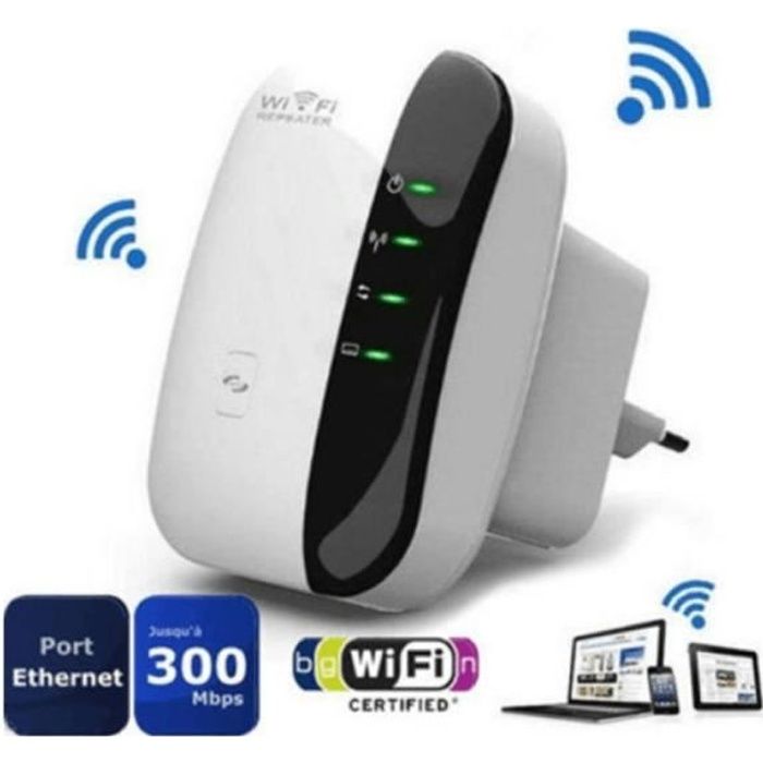 Répéteur Wi-Fi 300 Mbps Répétiteur WiFi,Mini Routeur,Wireless Extenseur réseau Adapteur Internet Amplificateur 1 Port Ethernet - Bla