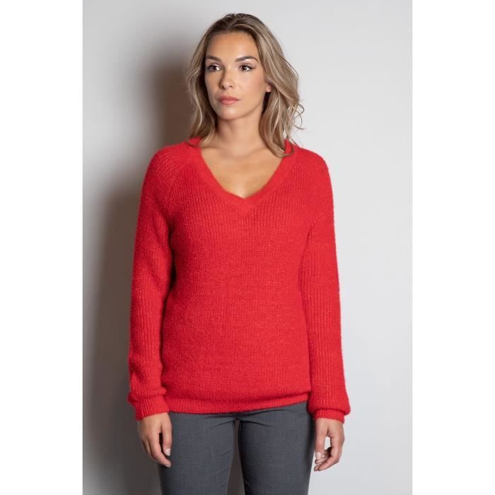 DEELUXE Pull brillant col V ARMELLE Red Lurex