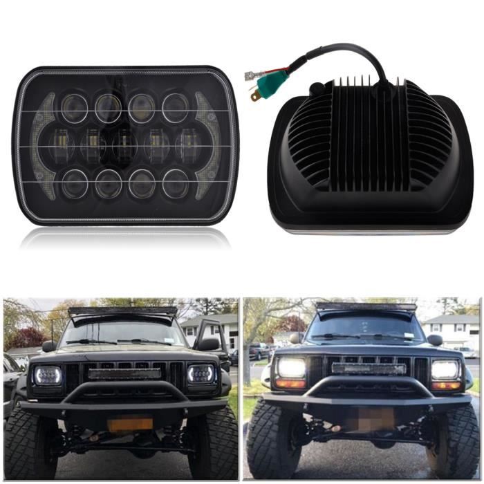 NEUFU 2x Noir 5Pouce X 7Pouce LED Remplacement de Phare Pour Jeep Cherokee XJ Trucks IP67 85W