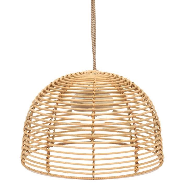 BOSSA-Suspension d'extérieur LED fibres naturelles 3 intensités rechargeable Ø35cm naturel New Garden Ø 35cm / H 22cm / corde 300cm