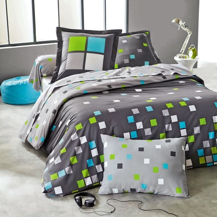 Drap housse imprimé en bambou, Constant, 160 x 200 cm