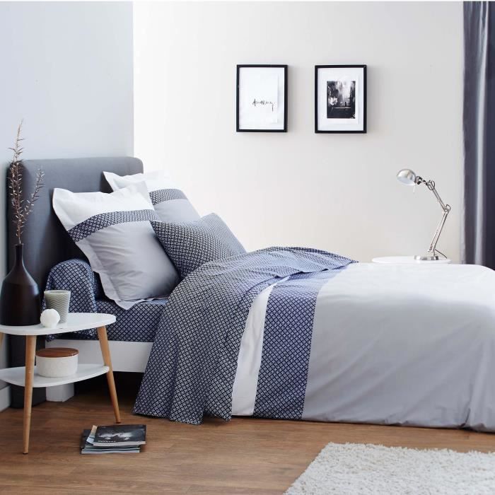 Drap housse imprimé en bambou, Claudia, 160 x 200 cm