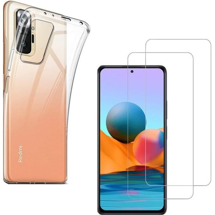 Coque pour Xiaomi REDMI NOTE 10 PRO et 2 Verres Trempé - Protection Silicone Souple Film Vitre Protection Ecran Phonillico®