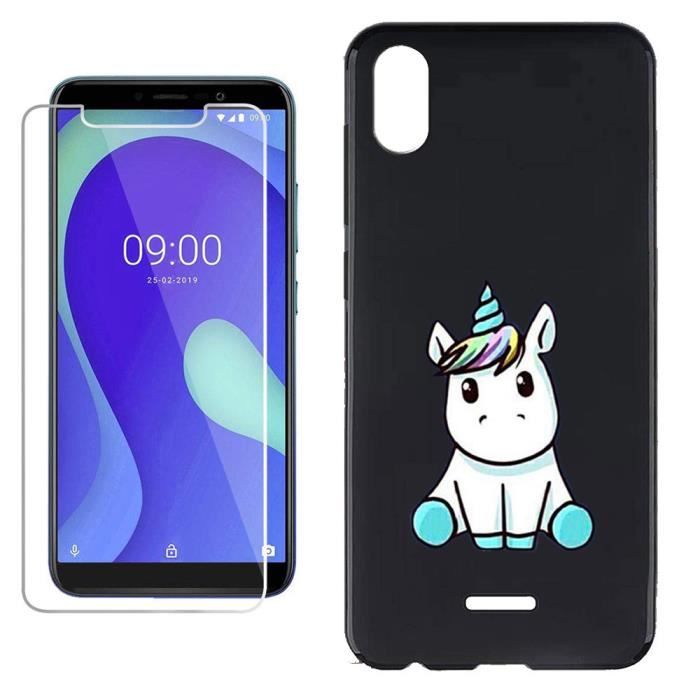 verre trempé + Coque Pour Wiko Y50-Wiko Sunny 4 Licorne Mode Mince TPU Gel Silicone