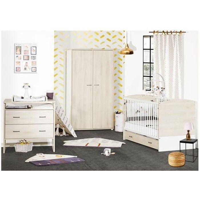 Chambre complete bebe Sauthon Vintage Hêtre Cendré