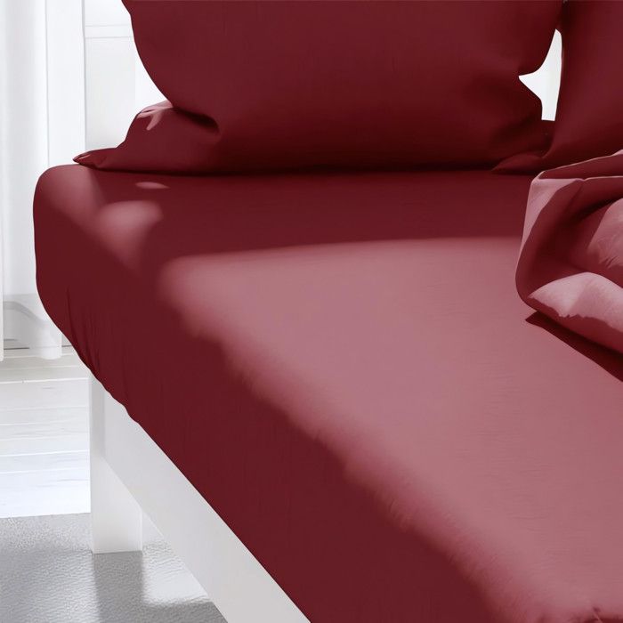 Drap housse uni 140x190 cm ATMO rouge