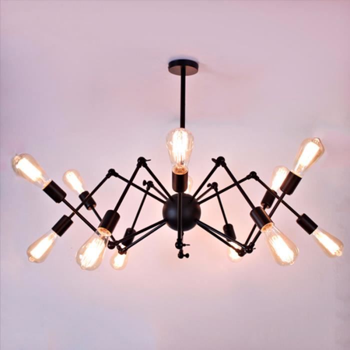 TEMPSA Plafonnier araignée Lustre LED Lampe Industrielle 12 Tête Sans ampoule