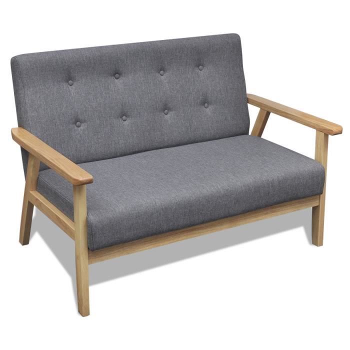 Canapé rétro cadre en bois pour salon ou salle à manger lire et se détendre Gris 113.5 x 67 x 73.5 cm