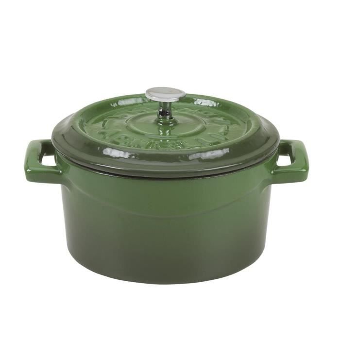 Mini cocotte 10 cm verte en fonte - TomPress
