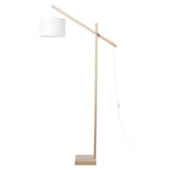 PILORI Abat-jour Cylindrique - Tissu blanc - 25 x 25 x H16 cm