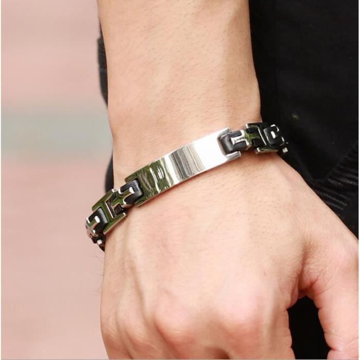 Bracelet Homme Personnalisé  - Acier inoxydable Bracelet Gravé