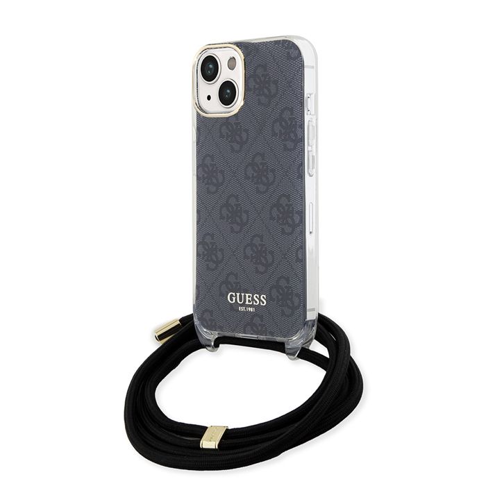Guess Étui pour iPhone 15 6.1 noir étui rigide Crossbody Cord 4G Print - vue 4