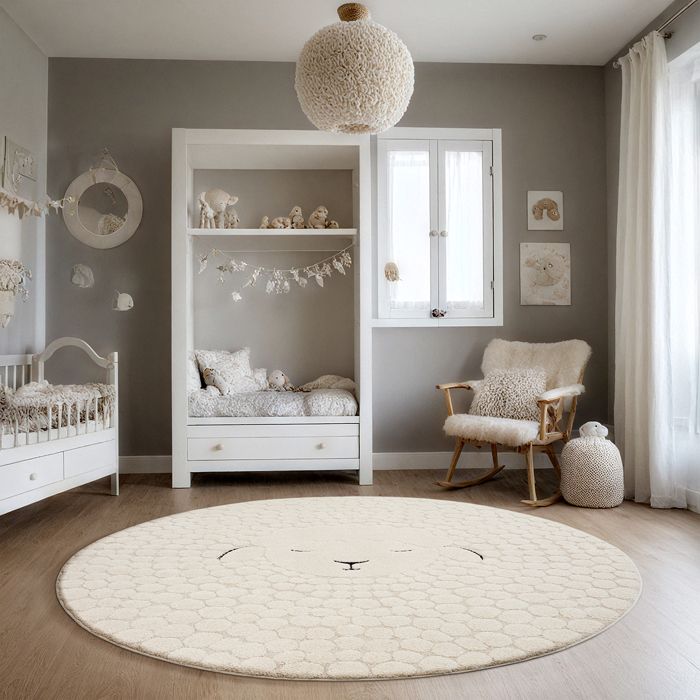 Tapis Enfant - THE CARPET - Elisa Kids - Crème - 120 cm Rond