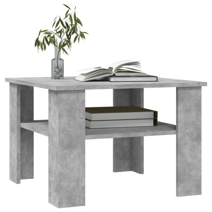 Table basse Table de salon VIDAXL Gris béton 60x60x42 cm Bois d’ingénierie T332