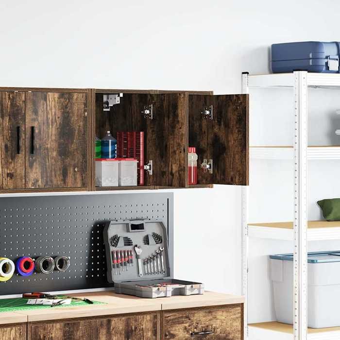 vidaXL Armoires murales de garage 2 pcs Chêne fumé - vue 3