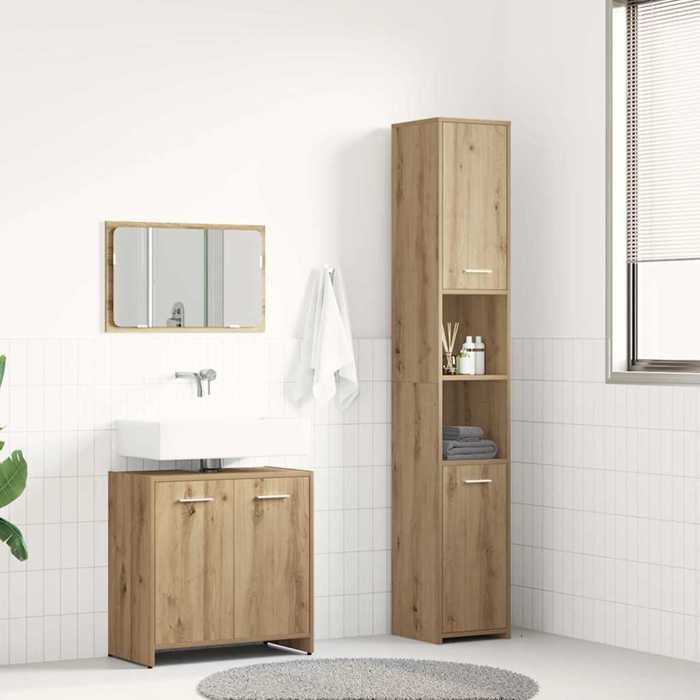 vidaXL Ensemble de meubles salle de bain 3 pcs bois dingénierie armoire de salle de bain placard de salle de bain meuble 3328562