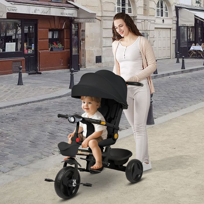 KIDIZ® Tricycle 5 en 1 Tricycle pour enfants avec barre à pousser Système de guidage Tige à partir de 1 an en marche avant et arrière sportif, panier sac porte-boisson pare-soleil roues KIDIZ® Tricycle 5 en 1 Tricycle pour enfants avec barre à pousser Système de guidage Tige à partir de 1 an en marche avant et arrière sportif, panier sac porte-boisson pare-soleil roues