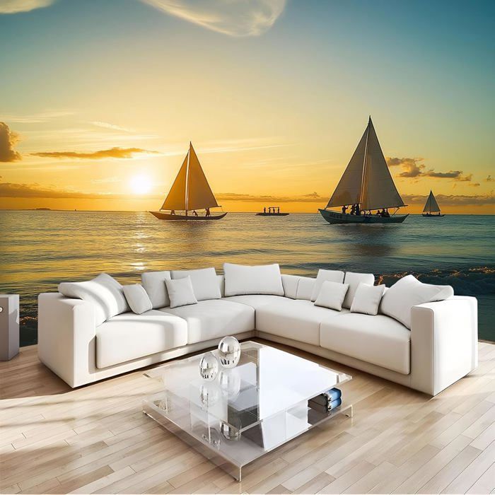 Papier Peint Photo 3D Mer Et Eau – H7071, Effet Plancher Mural, Déco Famille, Coco 2024