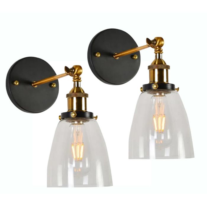 Diday 2pcs Applique Murale Industrielle VintageE27 Lampe Murale Abat-jour en Verre Designe Edison Style Nordique pour Salon