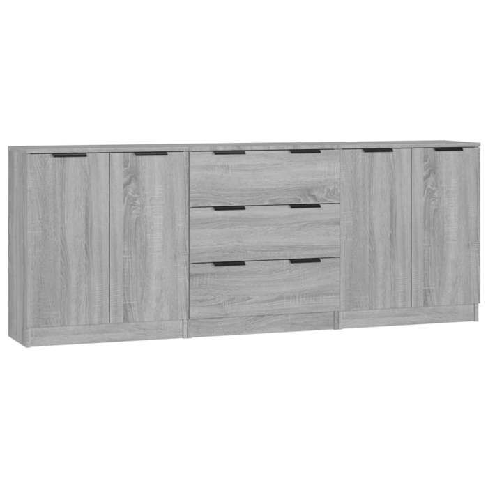 Enfilade Buffet de Cuisine-Lot de 3 Buffets Sonoma gris-Bois dingénierie ZLH•440720067