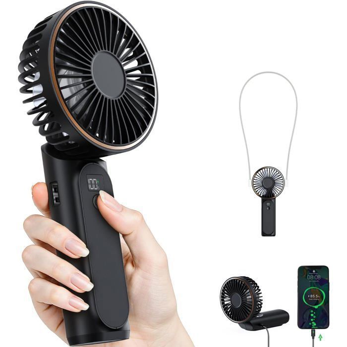 Ventilateur Portable - Non spécifié - Mini Ventilateur Pliable 180° - 6 Vitesses - 4000mAh - Ultra Silencieux - Peysaitr