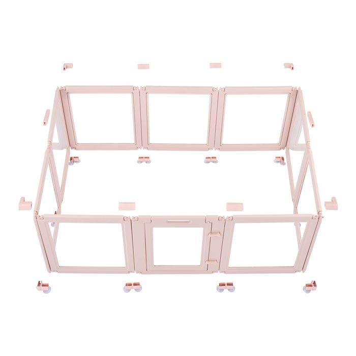 Meilleurs prix pour Parc de Mise Bas pour Chien-Duoku-154 x 100 x 60 cm-Caisse de Mise Bas pour Chiots avec Fenêtres Transparentes et Serrure