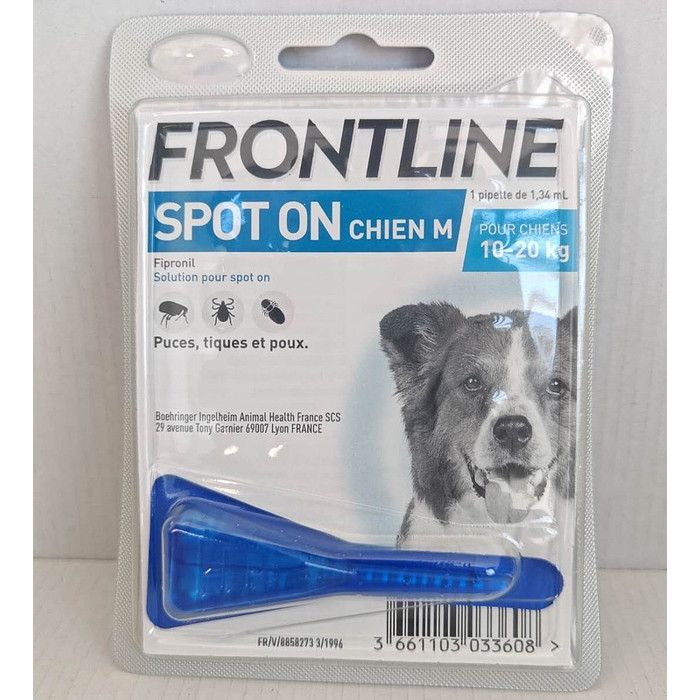 Meilleurs prix pour FRONTLINE SPOT ON Anti-puces anti-tiques pour chien M - 10-20kg - 1 pipettes (Pipette Individuelle)