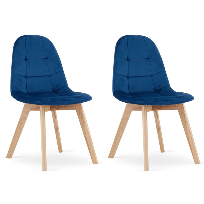 Chaise Komodee SORANO - 2 Pieces - BLEU - Tapisser en velours 54 x 45 x 82 cm Chaise Komodee SORANO - 2 Pieces - BLEU - Tapisser en velours 54 x 45 x 82 cm