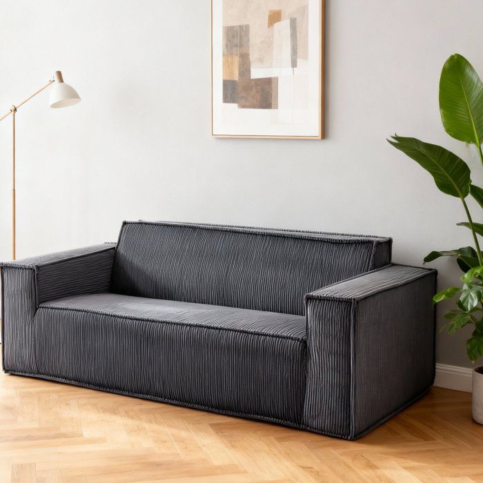 DRIPEX Canapé droit 2 places moderne en velours côtelé pour salonGris178×86×70cmentièrement compresséaucun assemblage requis