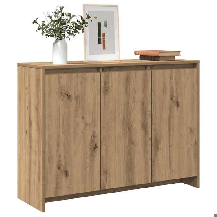 Brun Buffet de rangement - SOLOMOON - Commode salon - chêne artisanal 102x33x75 cm - bois dingénierie FR7355