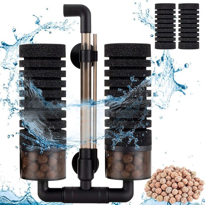Comparer les prix de Filtre daquarium 57L-208L double éponge de filtration intérieure immergée (M)