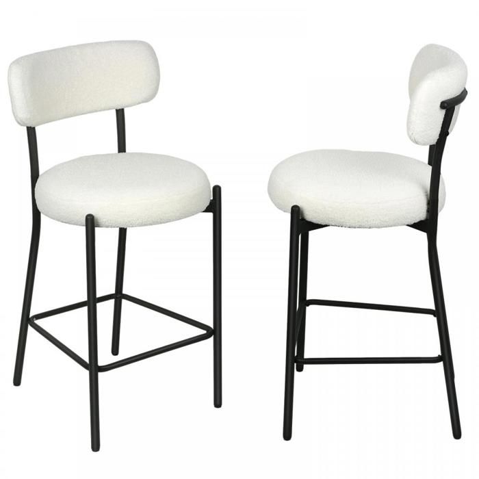 JEOBEST Tabouret de Bar Rétro Lot de 2 Chaise Bar avec Pieds en Métal Chaise Haute Bar pour Ilot Central Cuisine