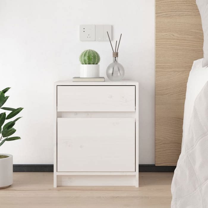 Petit meuble de rangement Tables de chevet - 2 pcs - GKK - Blanc 40x31x50 cm Bois de pin massif - Pour Lit @1460
