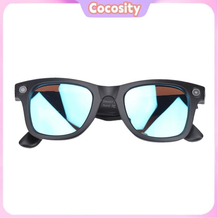 Lunettes Connectées Intelligentes avec IA - Appels Bluetooth Caméra 8MP 32GB Traduction 25 Langues Compteur de Pas - Bleu